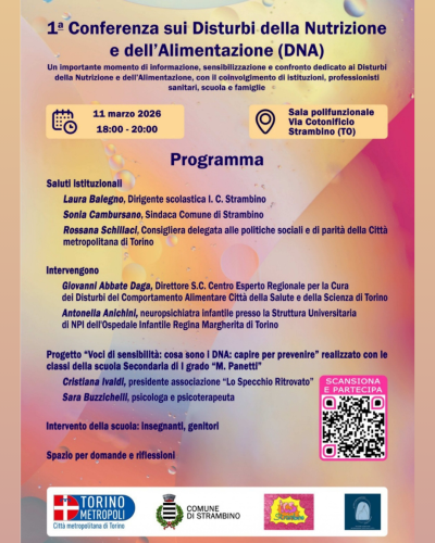  1ª Conferenza sui Disturbi della Nutrizione e dell’Alimentazione (DNA) a Strambino 