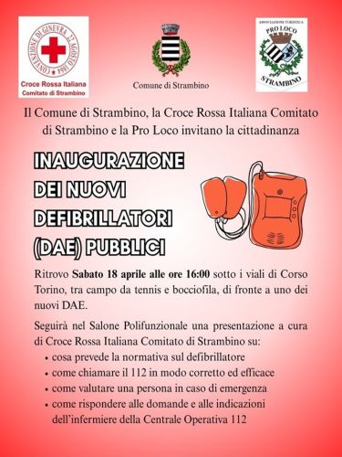  Inaugurazione nuovi defibrillatori (DAE) pubblici - Sabato 18 aprile 2026 